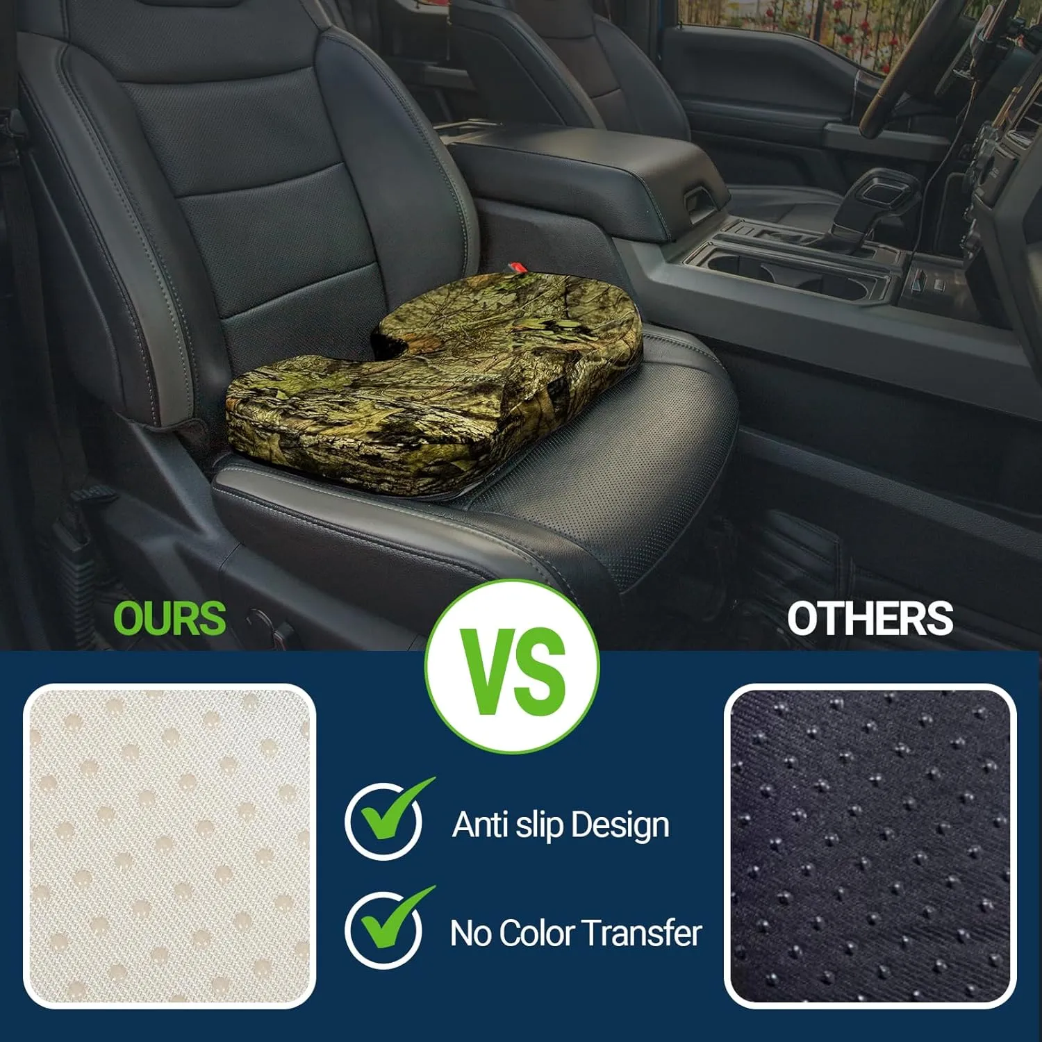 Gel Seat Cushion for Car Office - Memory Foam Pain Relief Chair Pillow Cushions - Tailbone Sciatica Coccyx Butt Lumbar Support Pad for Sitting Driving Traveling, Velvet, Mossy Oak