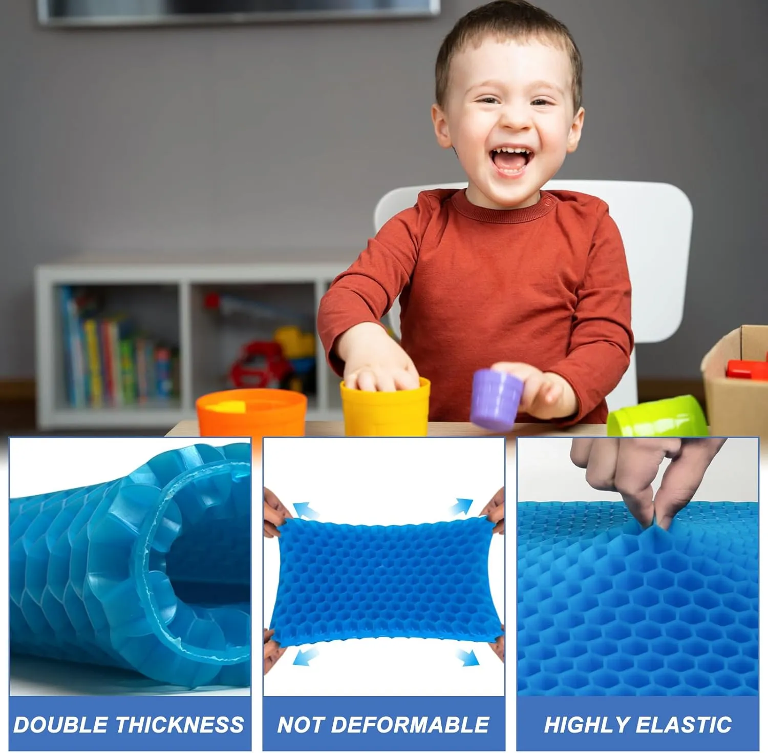 Gel Seat Cushion for Long Sitting, (10 Inch Mini) Soft＆Breathable Gel Cushions for Pressure Relief, Honeycomb Seat Cushion, Seat Pad for Kids