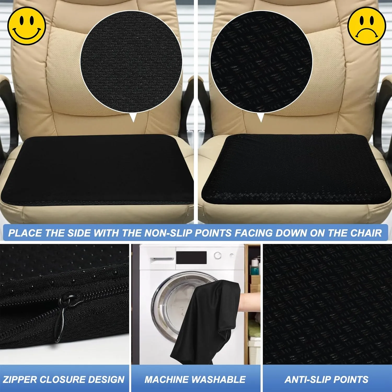 Gel Seat Cushion for Long Sitting, (2.8 Inch Double Thick Cushion) Soft＆Breathable Gel Cushions for Pressure Relief, Wheelchair Seat Cushions, Gel Pad for Chair, Office Chair Cushion