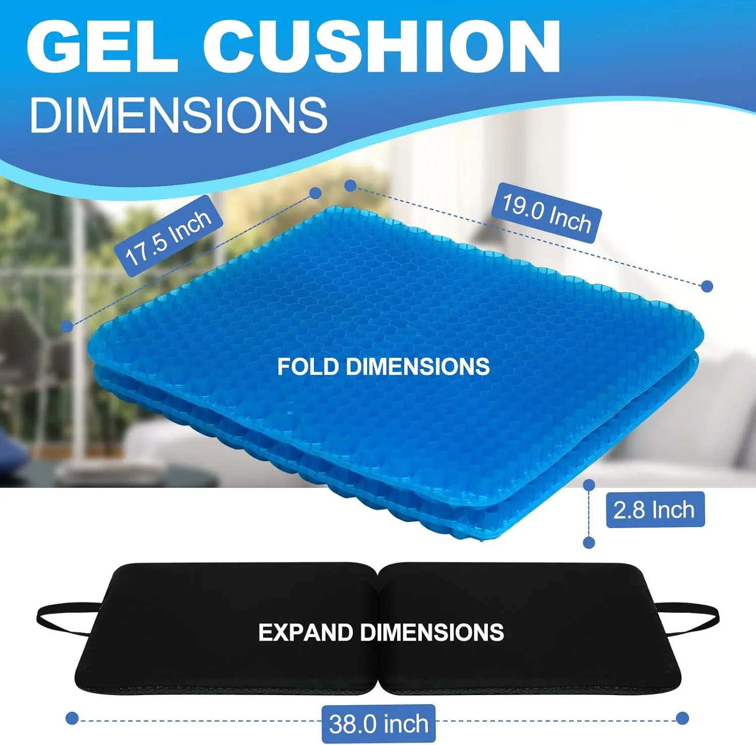 Gel Seat Cushion for Long Sitting, (2.8 Inch Double Thick Cushion) Soft＆Breathable Gel Cushions for Pressure Relief, Wheelchair Seat Cushions, Gel Pad for Chair, Office Chair Cushion
