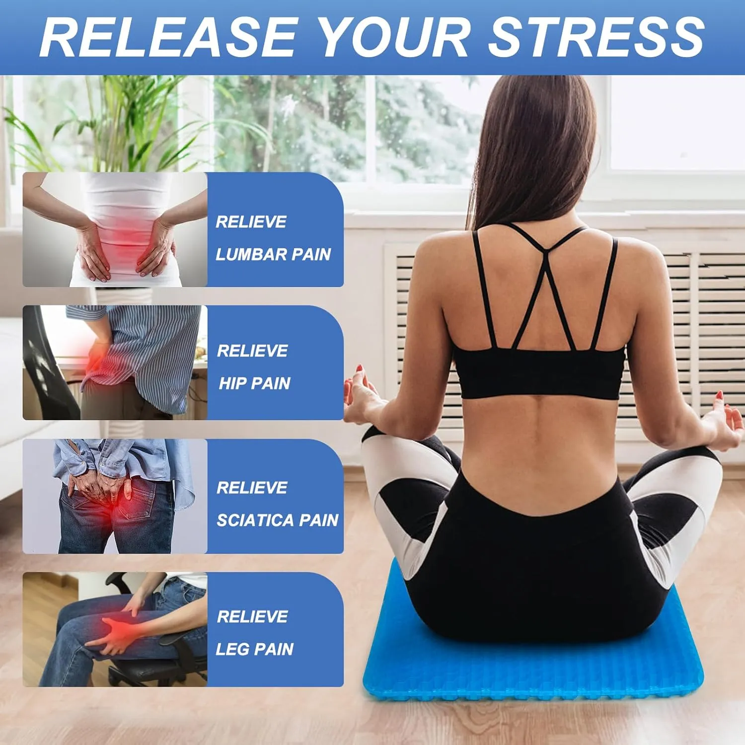Gel Seat Cushion for Long Sitting, (2.8 Inch Double Thick Cushion) Soft＆Breathable Gel Cushions for Pressure Relief, Wheelchair Seat Cushions, Gel Pad for Chair, Office Chair Cushion