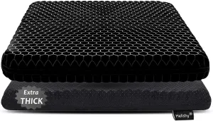 Gel Seat Cushion for Long Sitting, Extra Thick Gel Cushion for Wheelchair Soft Chair Pads Cushion for Office Home Chairs Car Seats Long Trips - Back Sciatica Hip Tailbone Pain Relief Cushion (Black)