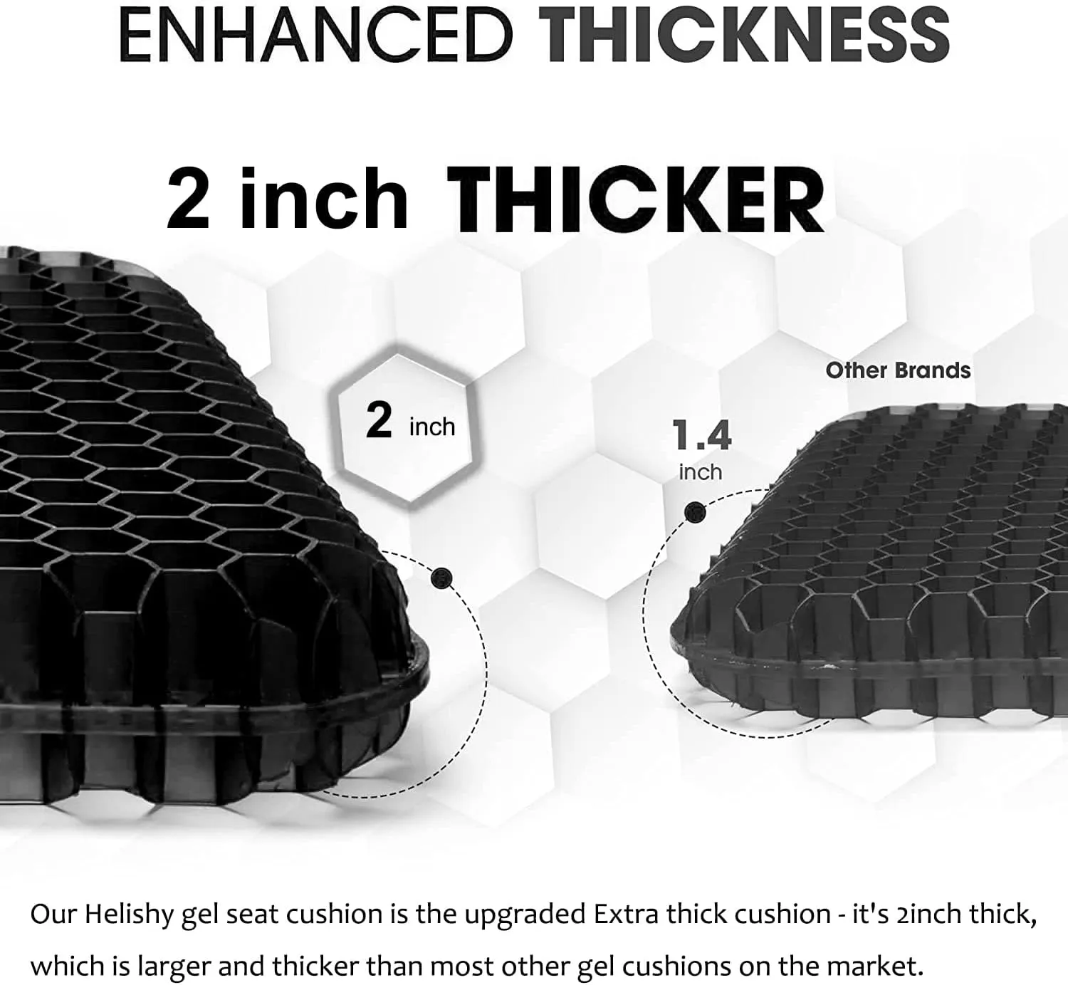 Gel Seat Cushion for Long Sitting, Extra Thick Gel Cushion for Wheelchair Soft Chair Pads Cushion for Office Home Chairs Car Seats Long Trips - Back Sciatica Hip Tailbone Pain Relief Cushion (Black)