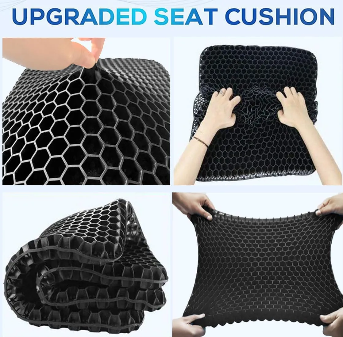 Gel Seat Cushion for Long Sitting Pressure Relief (Super Large&Thick) - Wheelchair Cushion for Pressure Sores, Coccyx, Sciatica, Back Pain Relief - Non-Slip Butt Pillow for Office, Home, Car