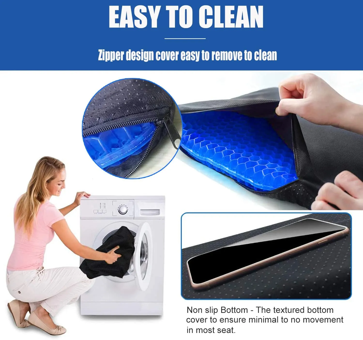 Gel Seat Cushion for Long Sitting Pressure Relief(Super Large&Thick) -Wheelchair Cushion for Pressure Sores - Coccyx,Sciatica & Tailbone Pain Relief Cushion- Non-Slip Butt Pillow for Office, Home, Car