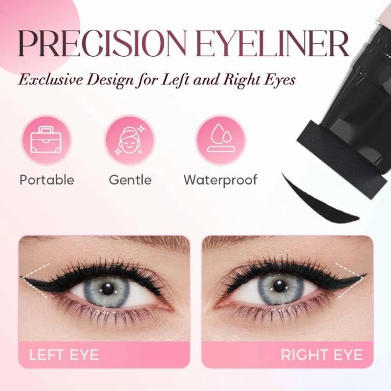 Gel Eyeliner Pencil Set, Eyeliner Stamp for Perfect Wings, Waterproof Eyeliners Tool, Smudge Proof Eyeliners Pen for Beginners (Black)