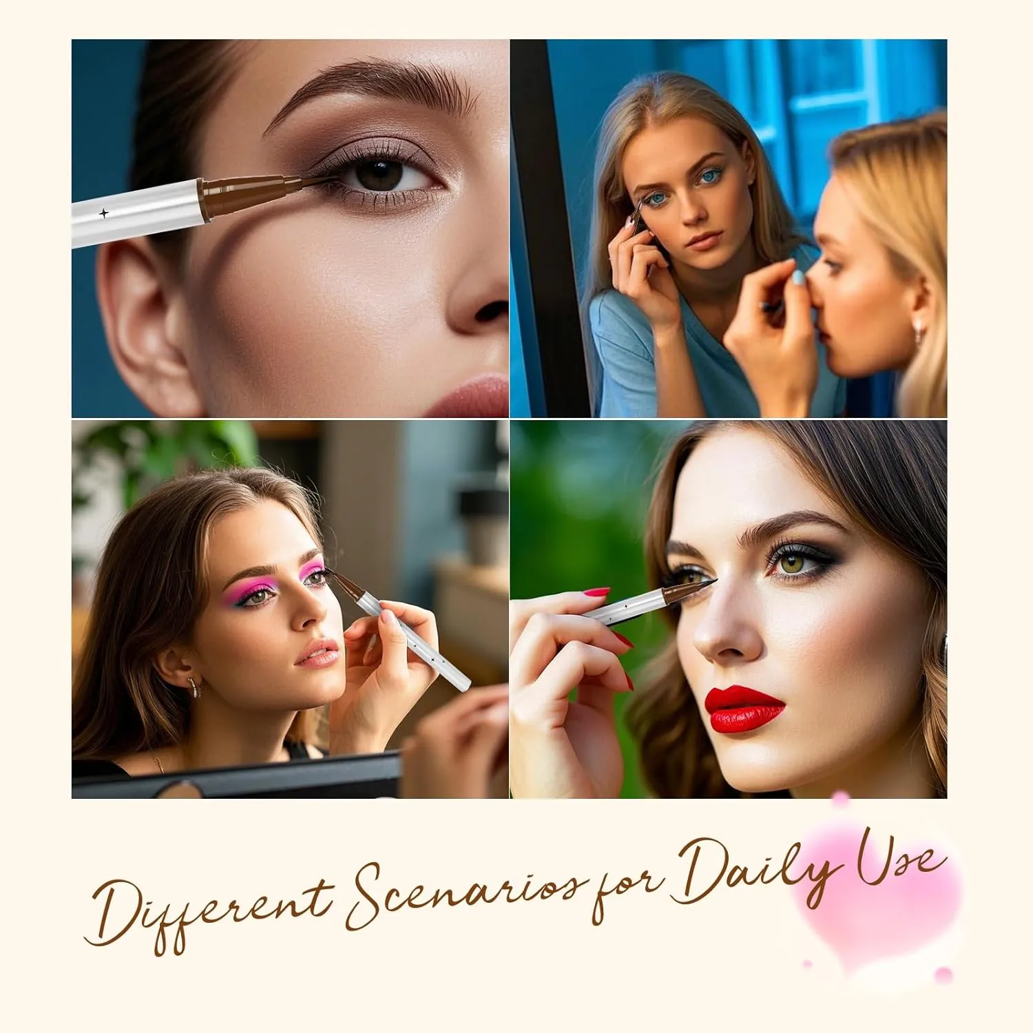 GEMERRY Lower Lash Stamp with Ink Waterproof& Long Lasting 2 in 1 Eyeliner Liquid Set Bottom Eyelash Stamp Quick Eye Makeup Tool for Beginners(Brown)