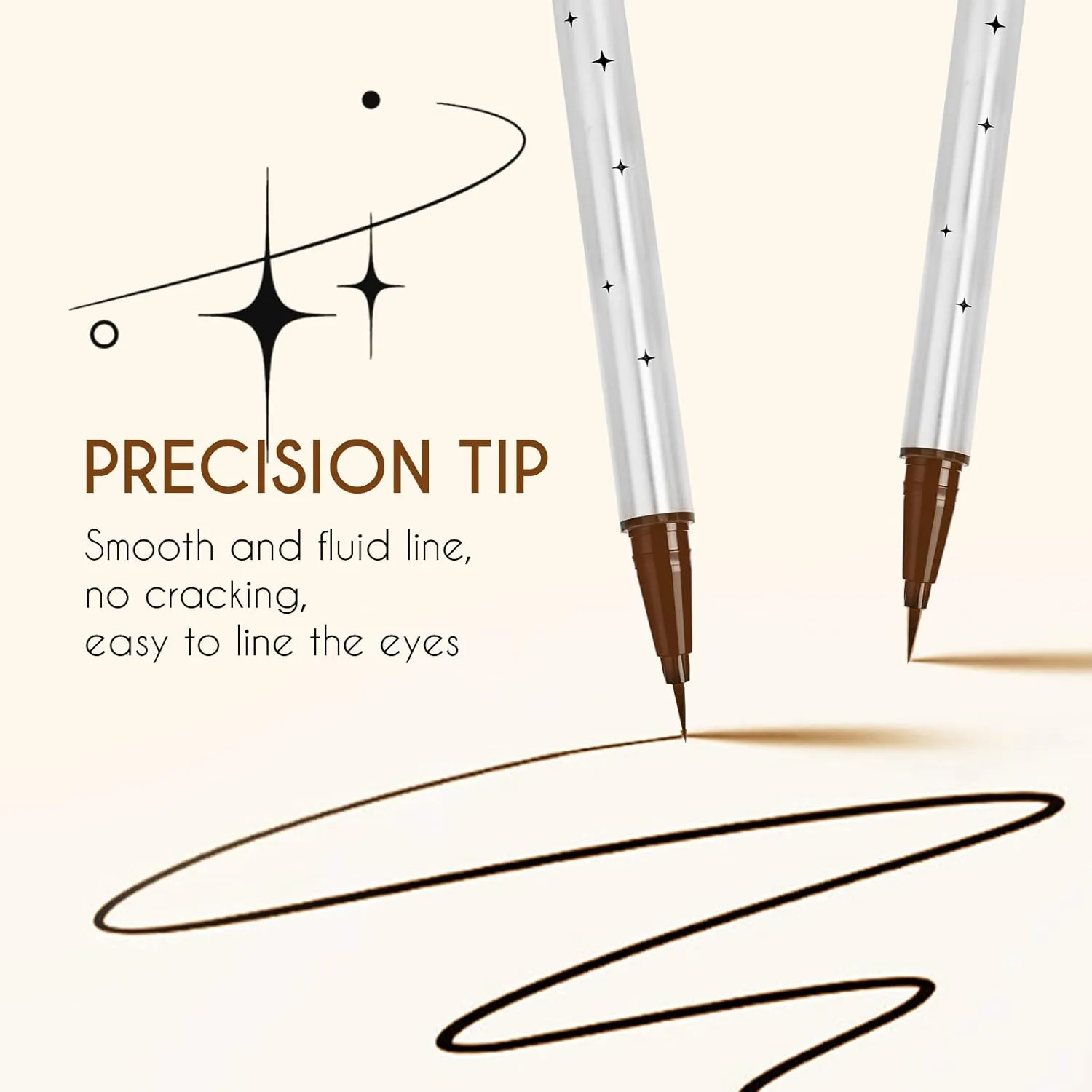 GEMERRY Lower Lash Stamp with Ink Waterproof& Long Lasting 2 in 1 Eyeliner Liquid Set Bottom Eyelash Stamp Quick Eye Makeup Tool for Beginners(Brown)
