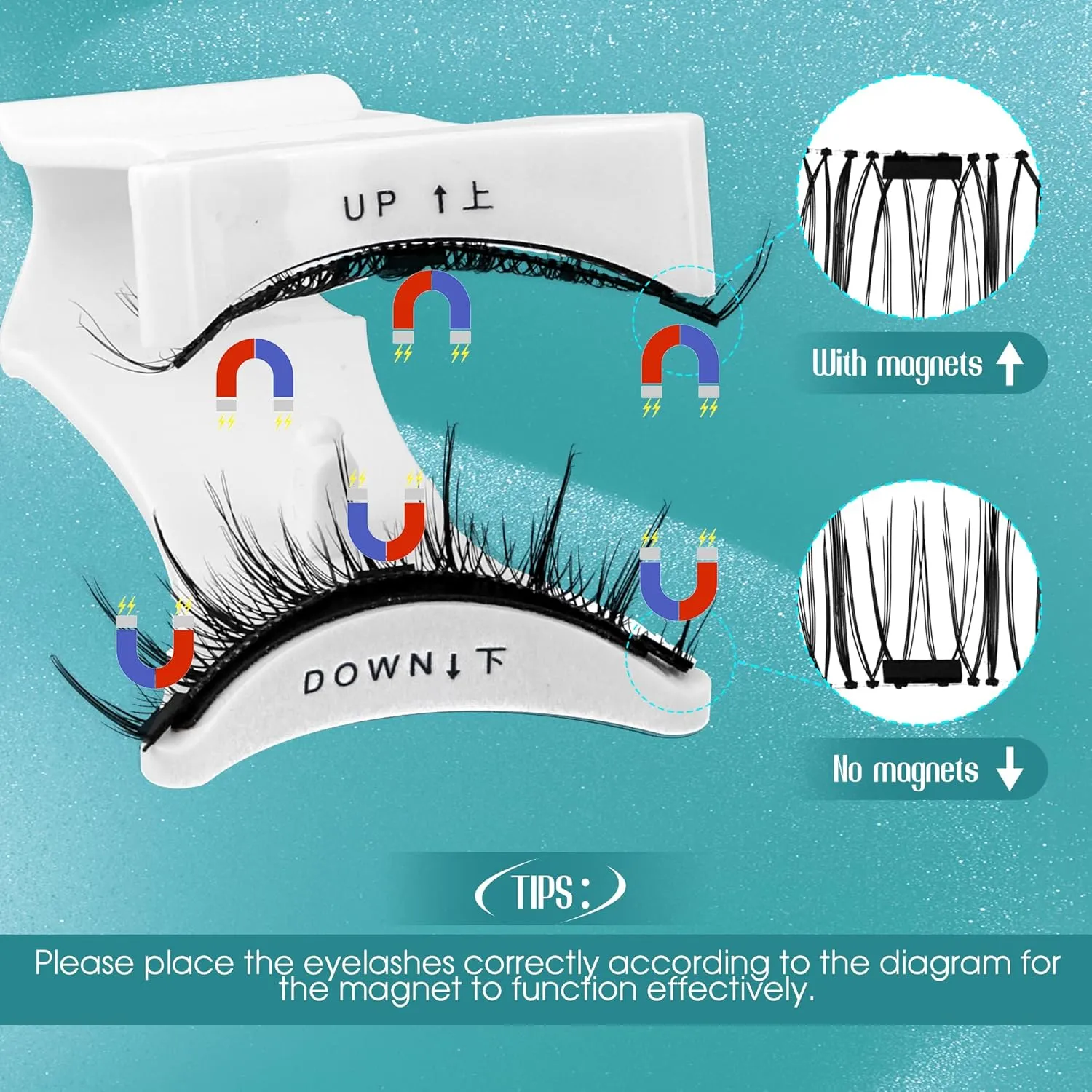GEMERRY Magnetic Eyelashes with Applicator 4 Pairs Magnetic Lashes Natural Look No Glue Needed Strip Lash Applicator Kit Easy to Use and Remove