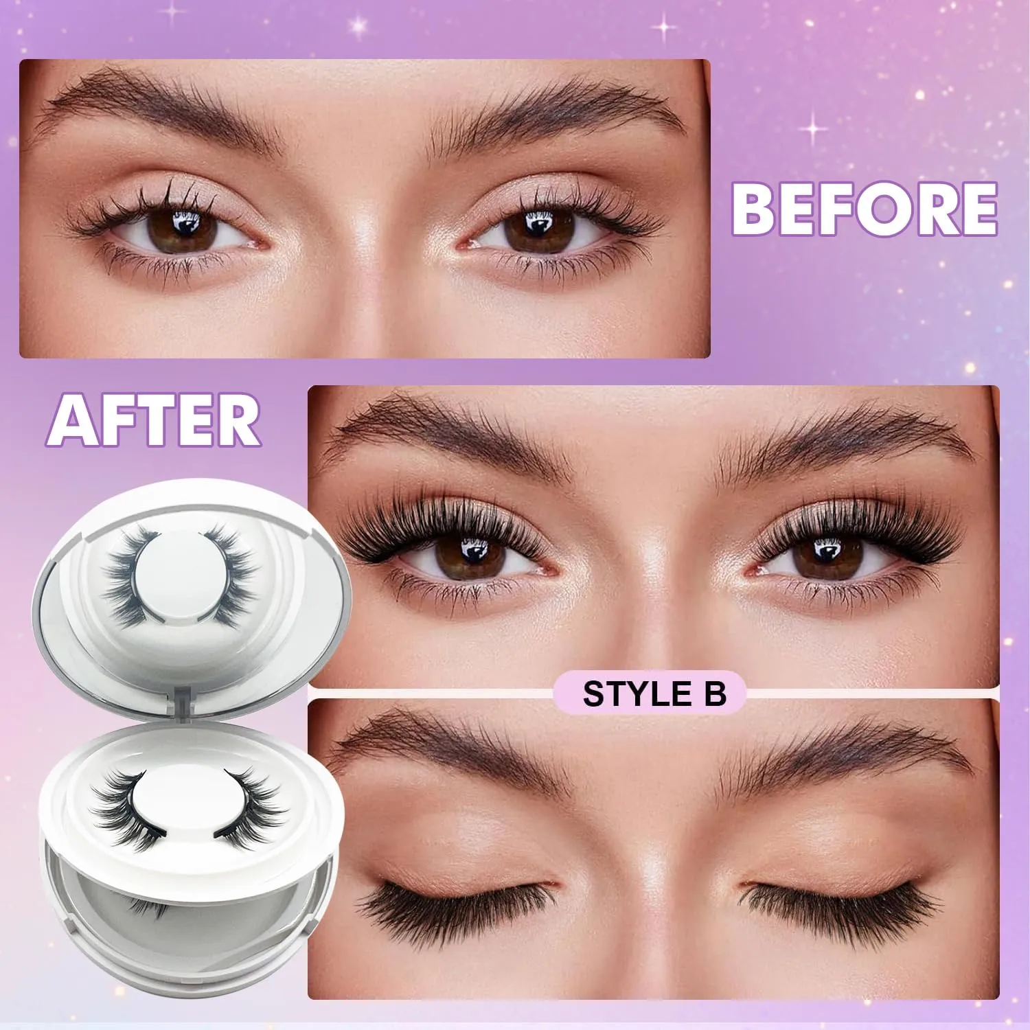 Giani Magnetic Eyelashes with Applicator, Magnetic Eyelashes Natural Look,Reusable Magnet Lashes No Glue Needed Soft Lashes Kit(Fuller)