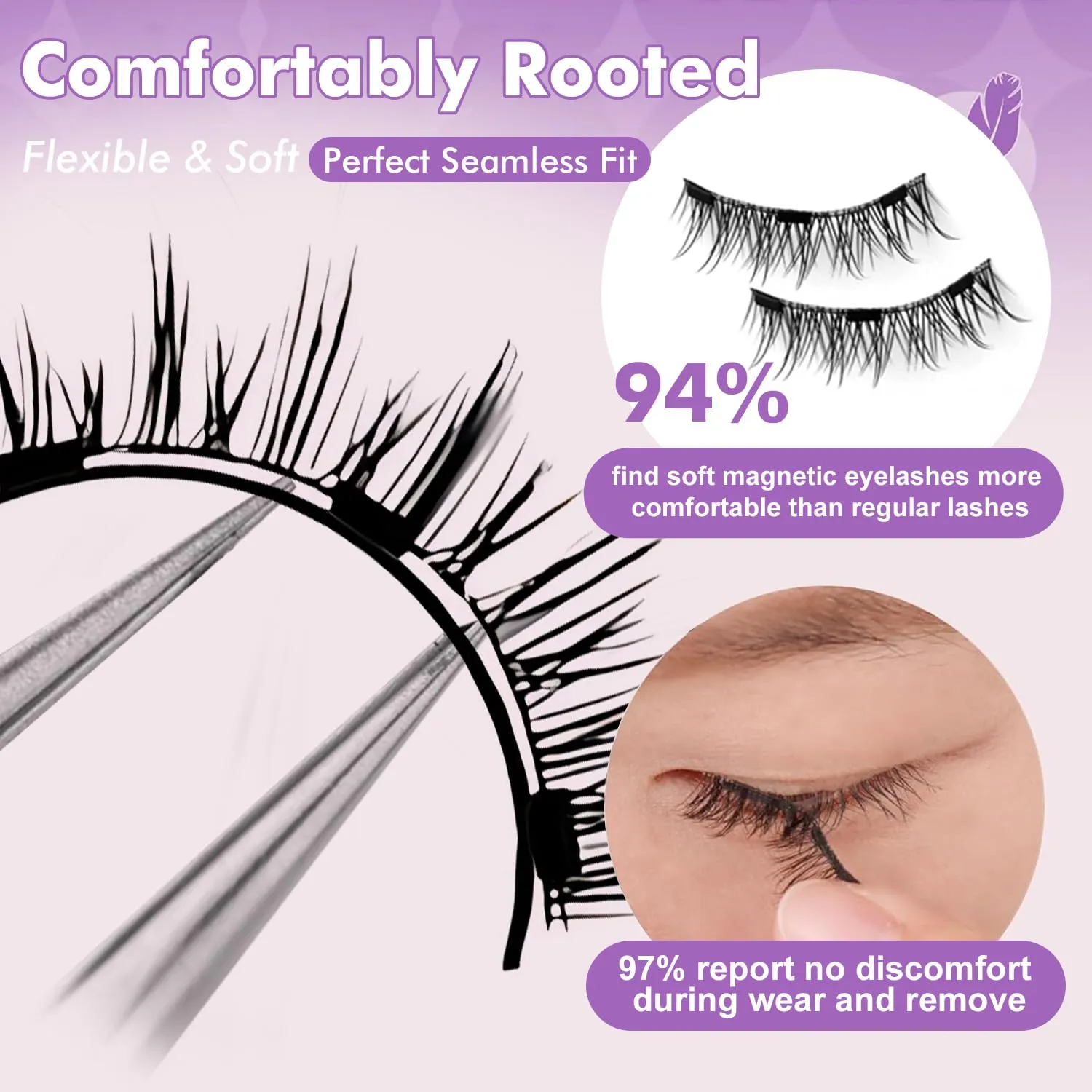 Giani Magnetic Eyelashes with Applicator, Magnetic Eyelashes Natural Look,Reusable Magnet Lashes No Glue Needed Soft Lashes Kit(Fuller)