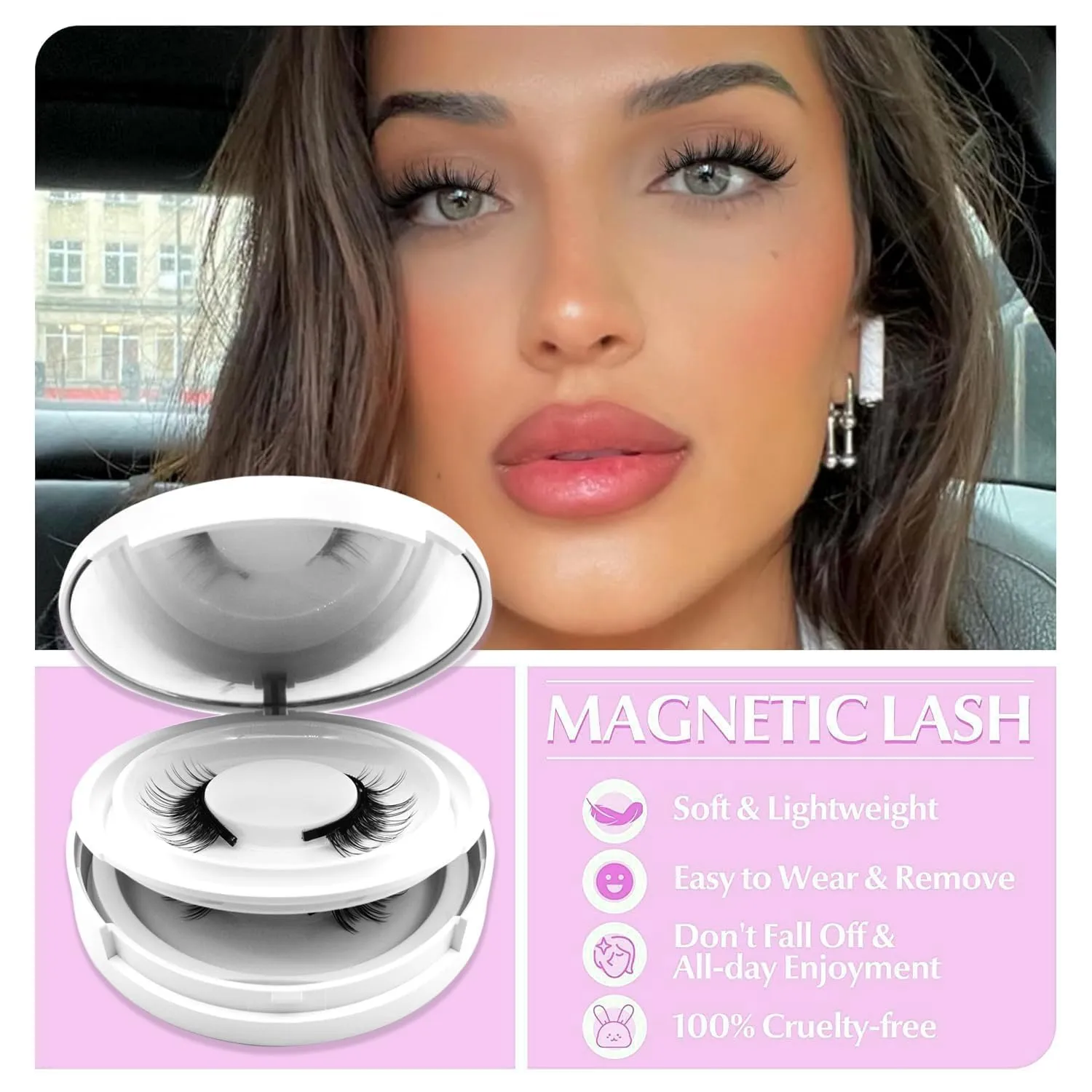 Ginani Magnetic Eyelashes with Applicator,Magnetic Eyelashes Natural Look, Ginani Magnet Lashes without Eyeliner,No Glue Needed Soft Lashes Kit for Women(Camellia Natural)