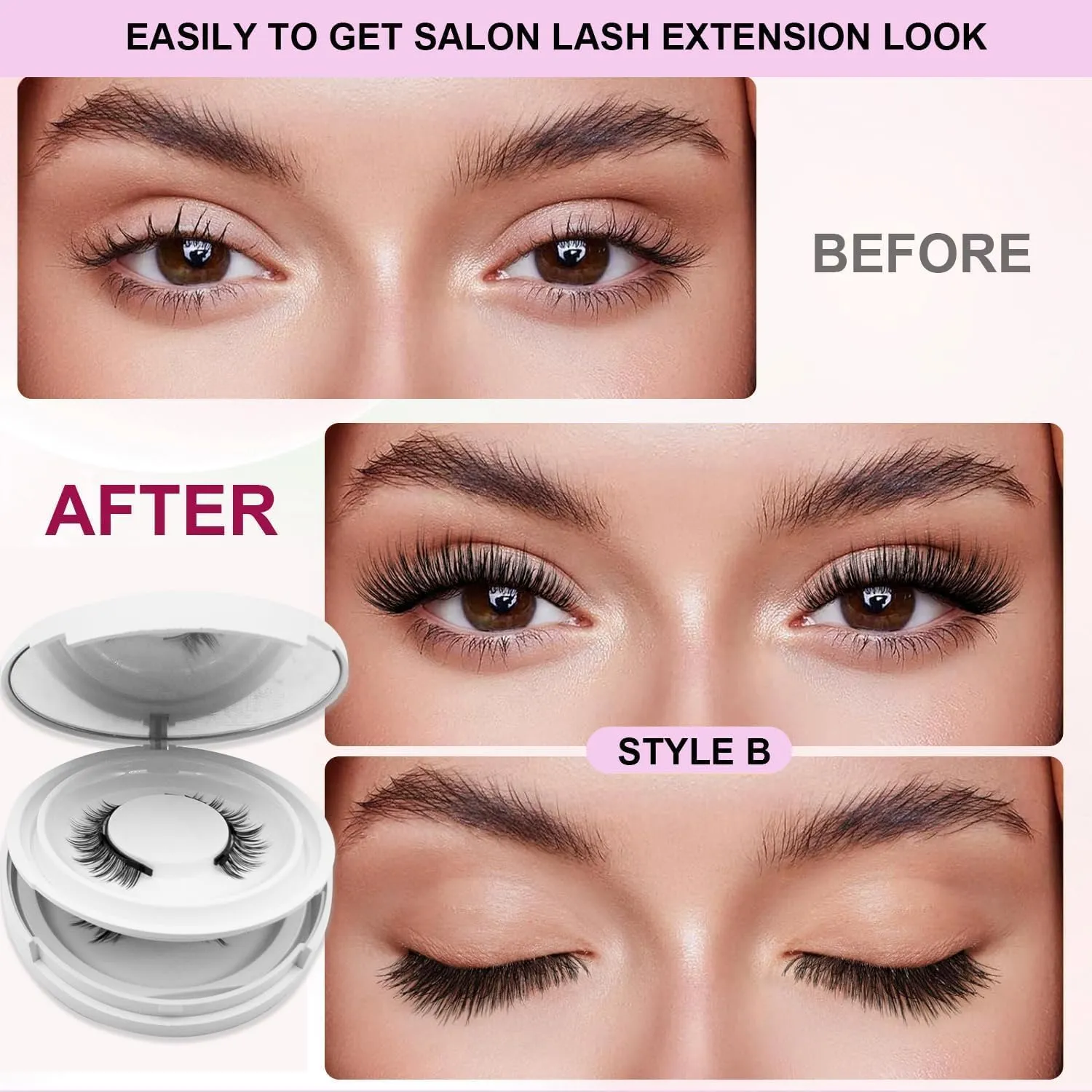 Ginani Magnetic Eyelashes with Applicator,Magnetic Eyelashes Natural Look, Ginani Magnet Lashes without Eyeliner,No Glue Needed Soft Lashes Kit for Women(Camellia Natural)