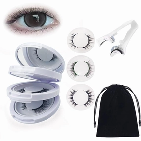 Ginani Magnetic Eyelashes with applicator, Magnetic Eyelashes Natural Look, 3PC No Glue Needed Reusable and Easy to Wear and Remove