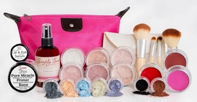GLAM KIT (WARM Shade-Most Popular) Full Size Mineral Makeup Set Matte Foundation Bare Face Sheer Powder Cover