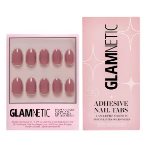Glamnetic Press-On Nails & Adhesive Nail Tabs - Fall Mauve | Opaque Muted Blush Mauve Short Oval False Nails, Reusable