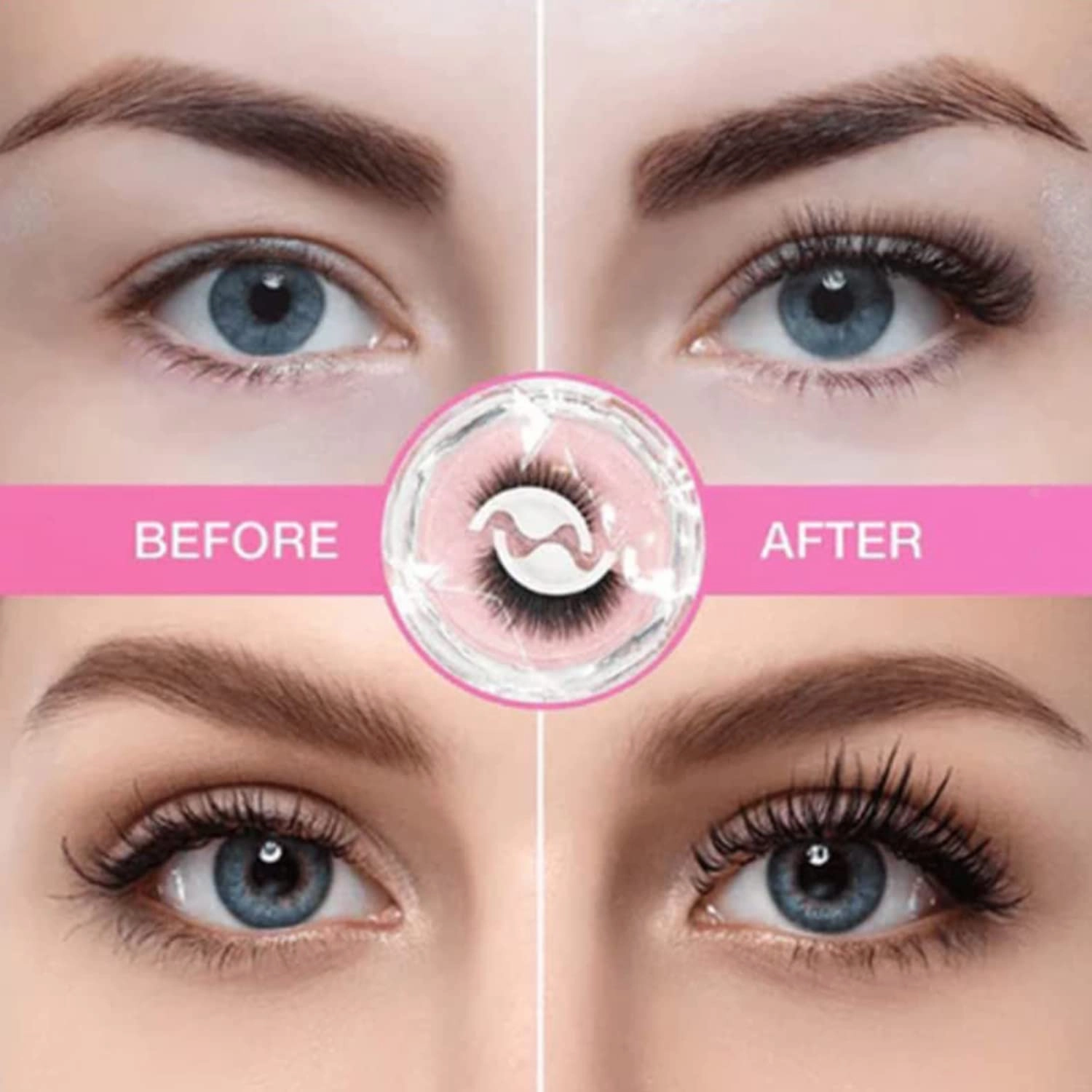 Glazy Boo False Eyelashes Reusable Adhesive Eyelashes, Self Adhesive Eyelashes, Most Natural Looking False Eyelashes, Glazy Boo Magnet Lashes No Glue, Lash Buddy Self Adhesive Lashes (3pair-6#)