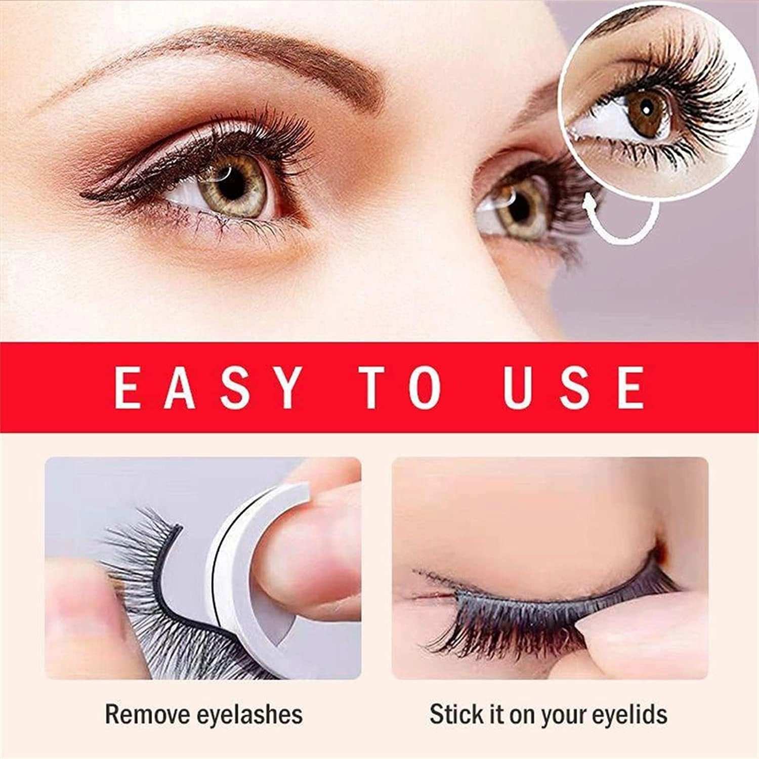 Glazy Boo False Eyelashes Reusable Adhesive Eyelashes, Self Adhesive Eyelashes, Most Natural Looking False Eyelashes, Glazy Boo Magnet Lashes No Glue, Lash Buddy Self Adhesive Lashes (3pair-6#)