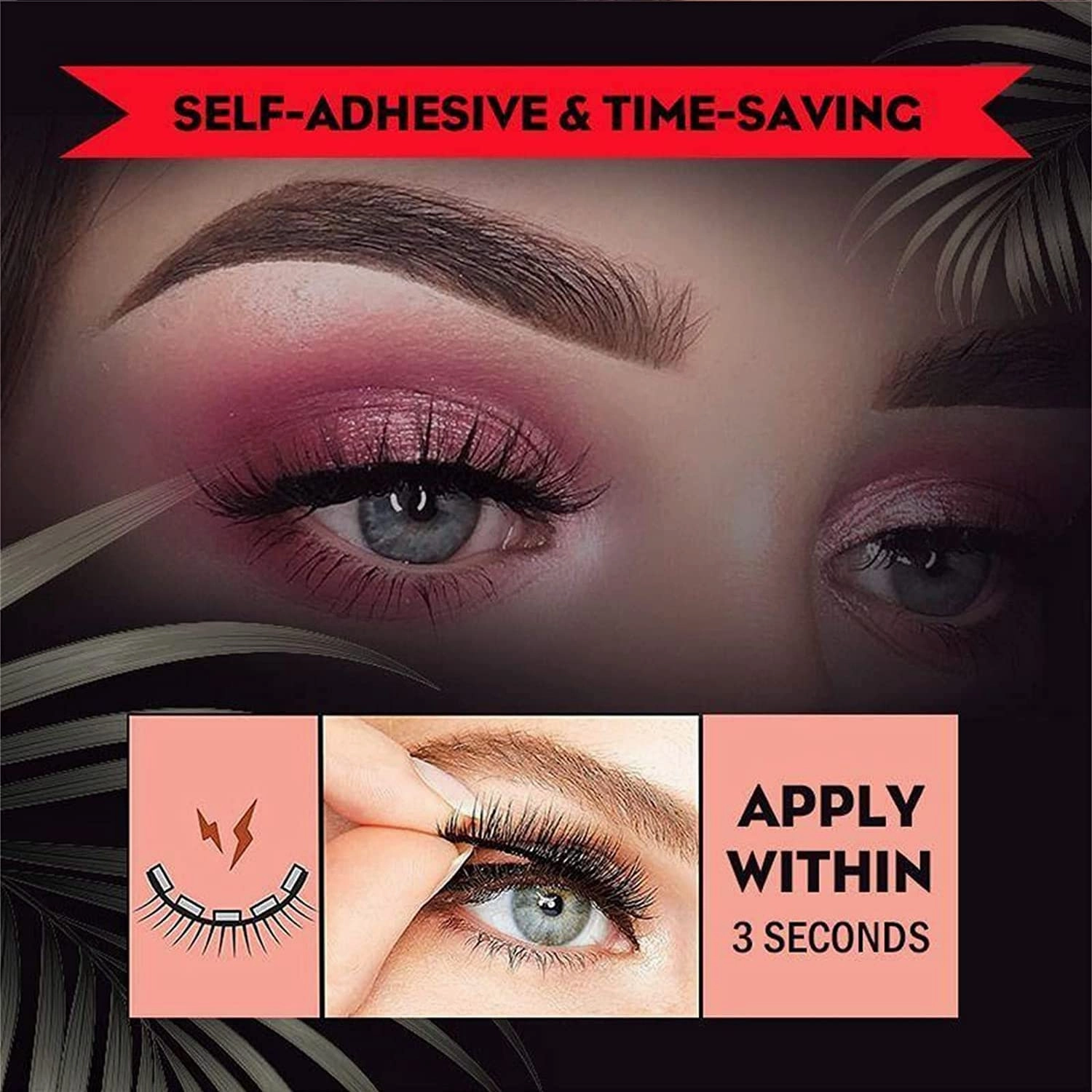 Glazy Boo False Eyelashes Reusable Adhesive Eyelashes, Self Adhesive Eyelashes, Most Natural Looking False Eyelashes, Glazy Boo Magnet Lashes No Glue, Lash Buddy Self Adhesive Lashes (3pair-6#)