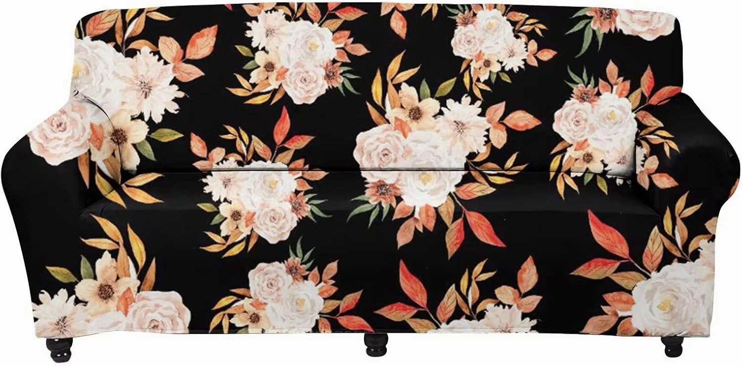 GLENLCWE Beautiful Peony Sofa Slipcover for 4 Cushion Couch Sofa Loveseat Armchair Cover Slipcover for Living Room