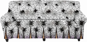 GLENLCWE Black Spider Cobweb Print Sofa Slipcover for 4 Cushion Couch,1Piece Halloween Sofa Couch Cover Gift for Home Furniture Protector Washable for Pets Kids