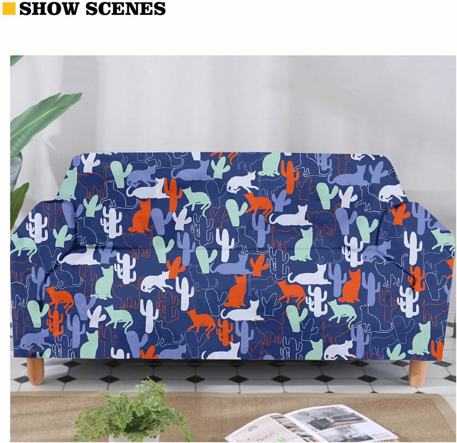 GLENLCWE Blue Marble Print Sofa Cover Cushion Cover for 3 Cushion Couch Stretch Sofa Slipcover Furniture Protector Stain Against