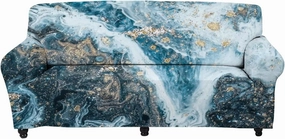 GLENLCWE Blue Marble Print Sofa Cover Cushion Cover for 3 Cushion Couch Stretch Sofa Slipcover Furniture Protector Stain Against