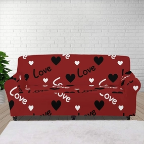 GLENLCWE Valentines Day Love Sofa Slipcover Spandex Non Slip Soft Couch Sofa Covers Washable Furniture Protector with Non Skid Foam Elastic Bottom, 92.5"-118"