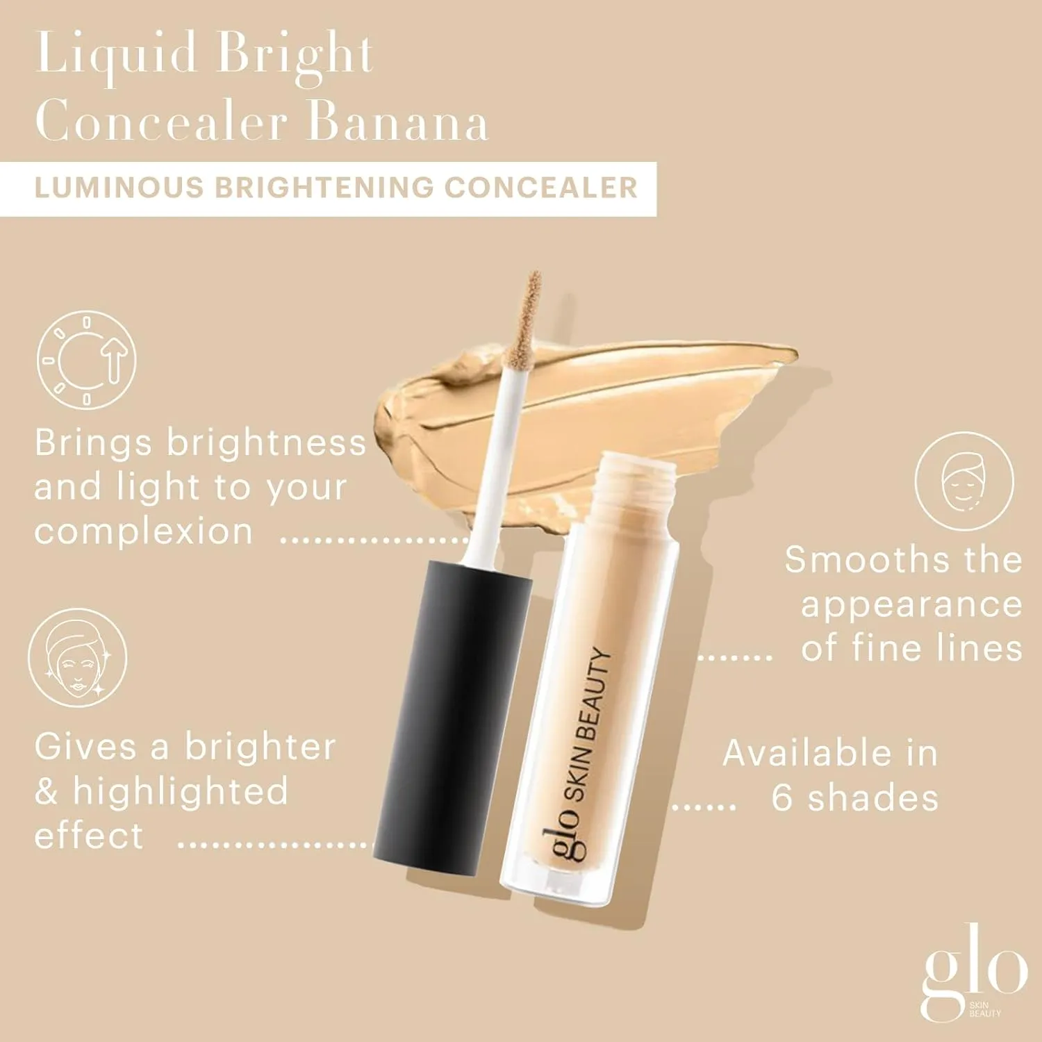Glo Skin Beauty Luminous Brightening Concealer Makeup - Conceals Dark Spots & Fine Lines, Brightens for a Highlighted Effect (Banana)