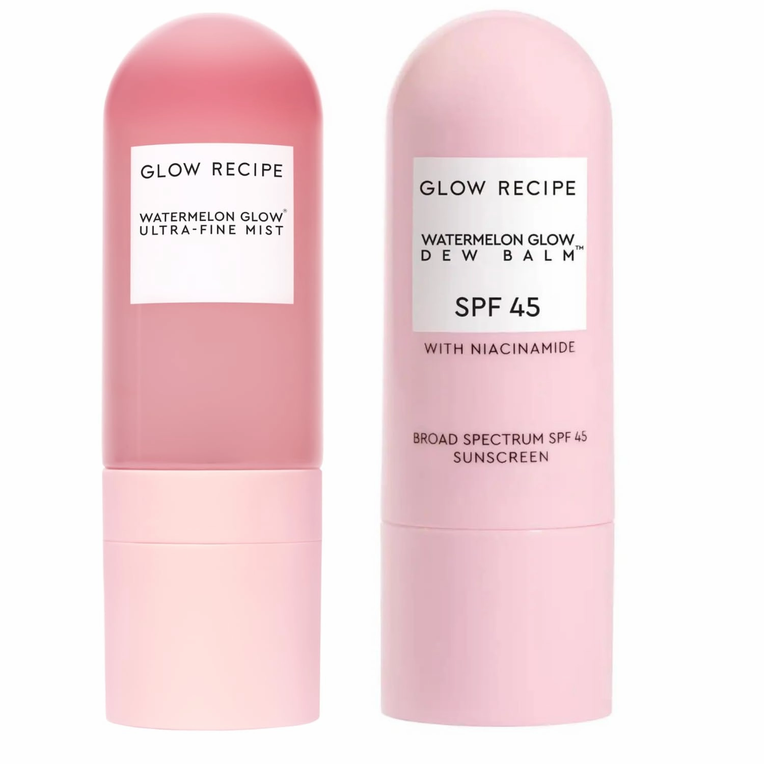 Glow Recipe Beach Bag Essentials Beauty Kit - SPF Dew Balm Sunscreen Stick (0.58 oz)   Ultra Fine Watermelon Setting Mist Facial Spray (2.5 oz) - Protect from UVA Rays & Prep Makeup Routine