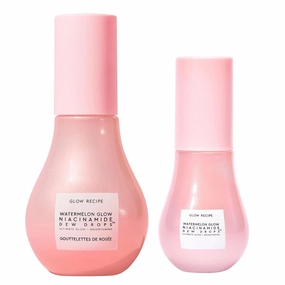 Glow Recipe Watermelon Glow Niacinamide Dew Drops - Hydrating & Illuminating Makeup Primer for Dewy, Glass Skin - Hyaluronic Acid Serum for Face Brightening, Plumping, & Highlighting (40 ml   15 ml)