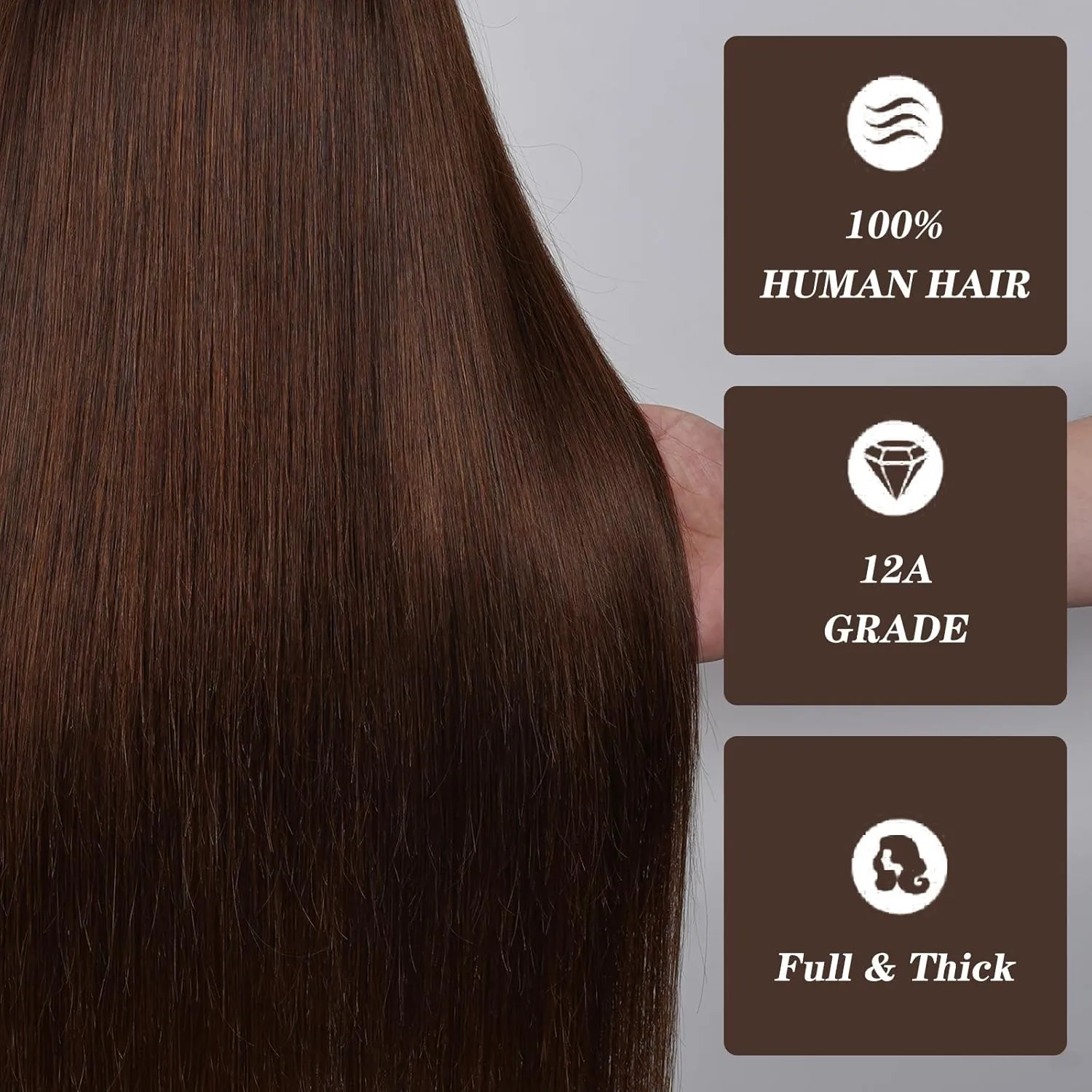 Glueless Wigs Human Hair Pre Plucked Pre Cut 200% Density Straight Chocolate Brown Lace Front Wig 5x5 HD Lace Closure Wigs Human Hair 12A Wear and Go Glueless Chocolate Brown Wig 26 Inch