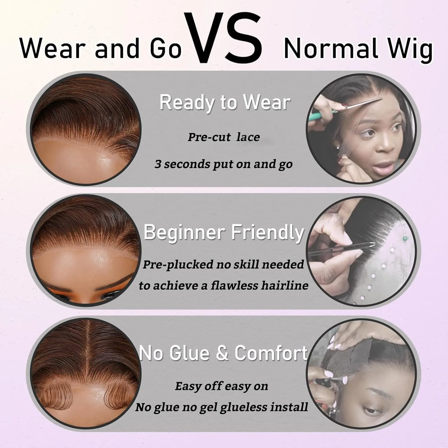 Glueless Wigs Human Hair Pre Plucked Pre Cut 200% Density Straight Chocolate Brown Lace Front Wig 5x5 HD Lace Closure Wigs Human Hair 12A Wear and Go Glueless Chocolate Brown Wig 26 Inch
