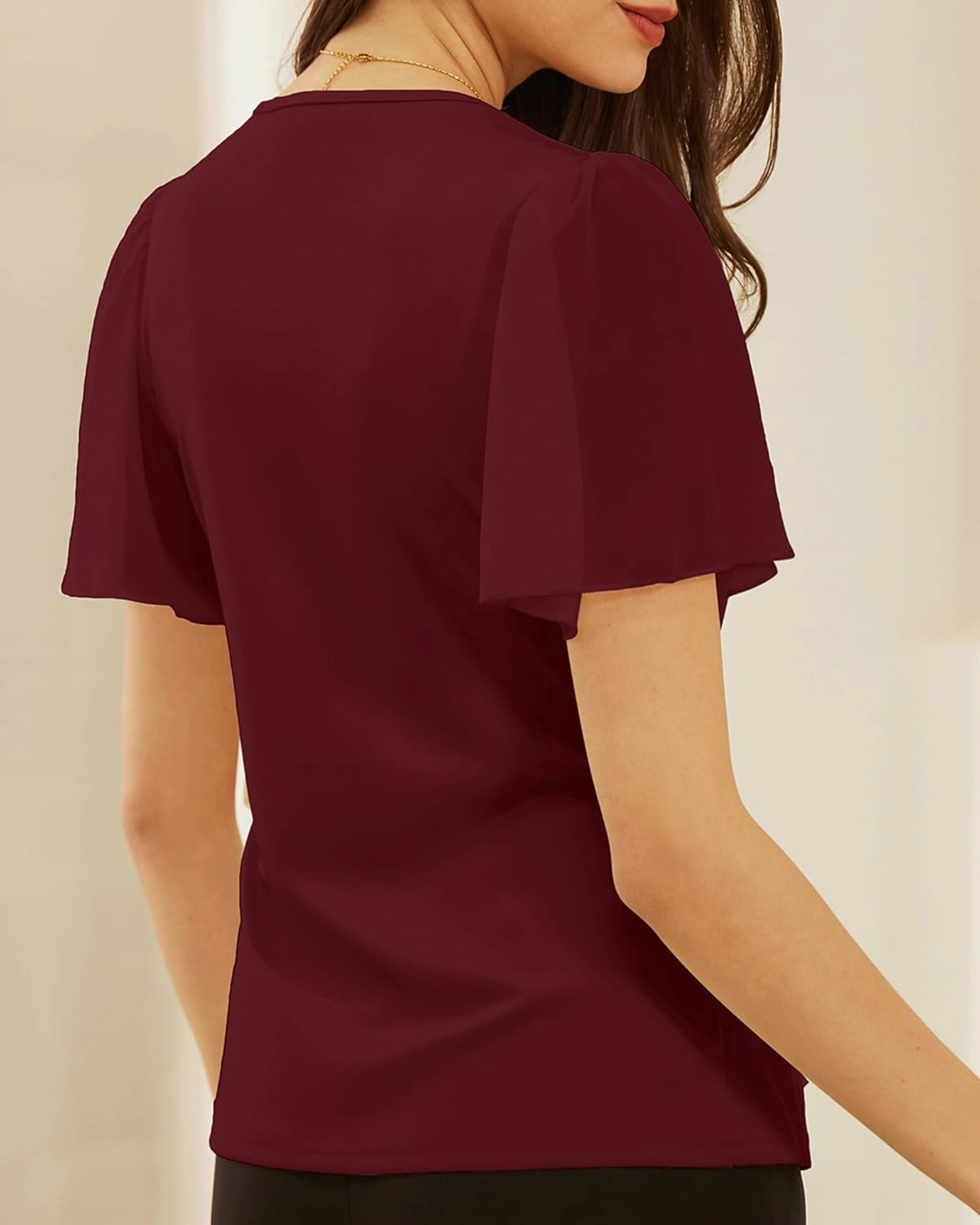 GRACE KARIN 2025 Womens Summer Tops Dressy Business Casual Chiffon Short Sleeve V-Neck Wrap Work Fitted Blouses
