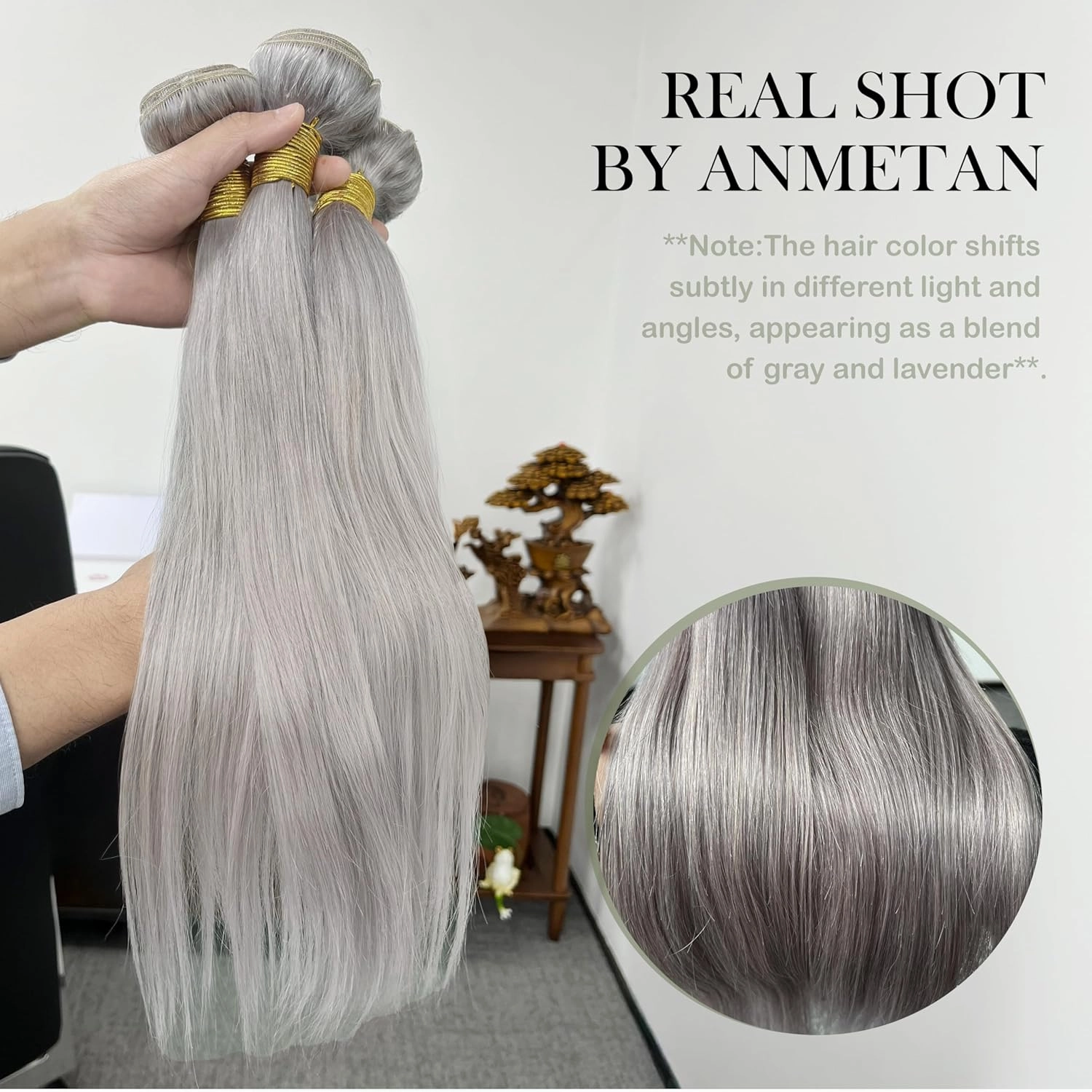 Grey Color Straight Bundles Human Hair, Short 10A 100% Unprocessed Virgin Remy Bundles Lavender Silver Gray Human Hair Soft and Thick Sew In Quick Weave 10 12 14 Inch for Women