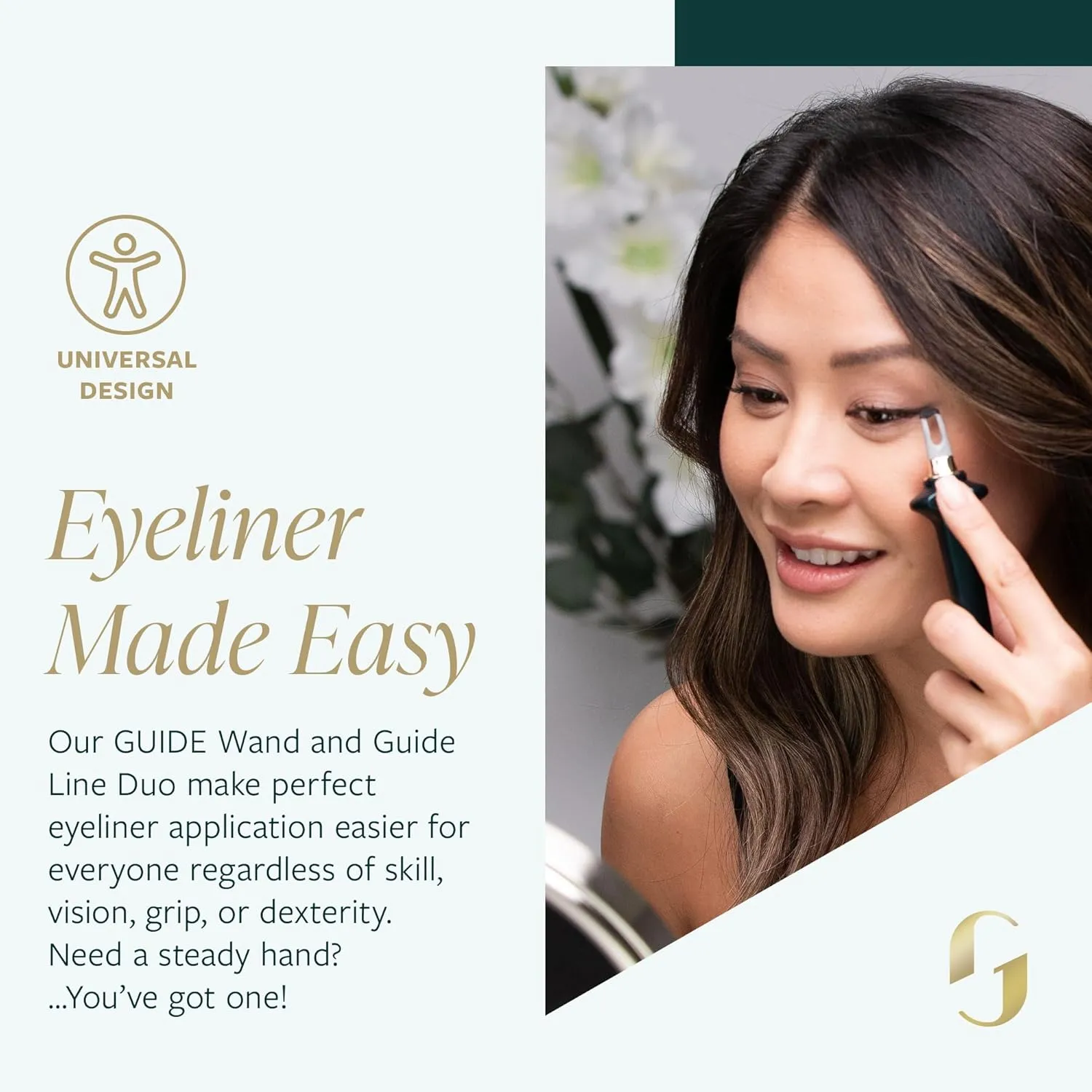 GUIDE Beauty Eyeliner Duo, GUIDE Wand & Line Luxe/Long-Wear Eyeliner Cream (Brown), Multi-Purpose Make-Up Application Tool, Universal Design for Easy Eye & Lip Liner