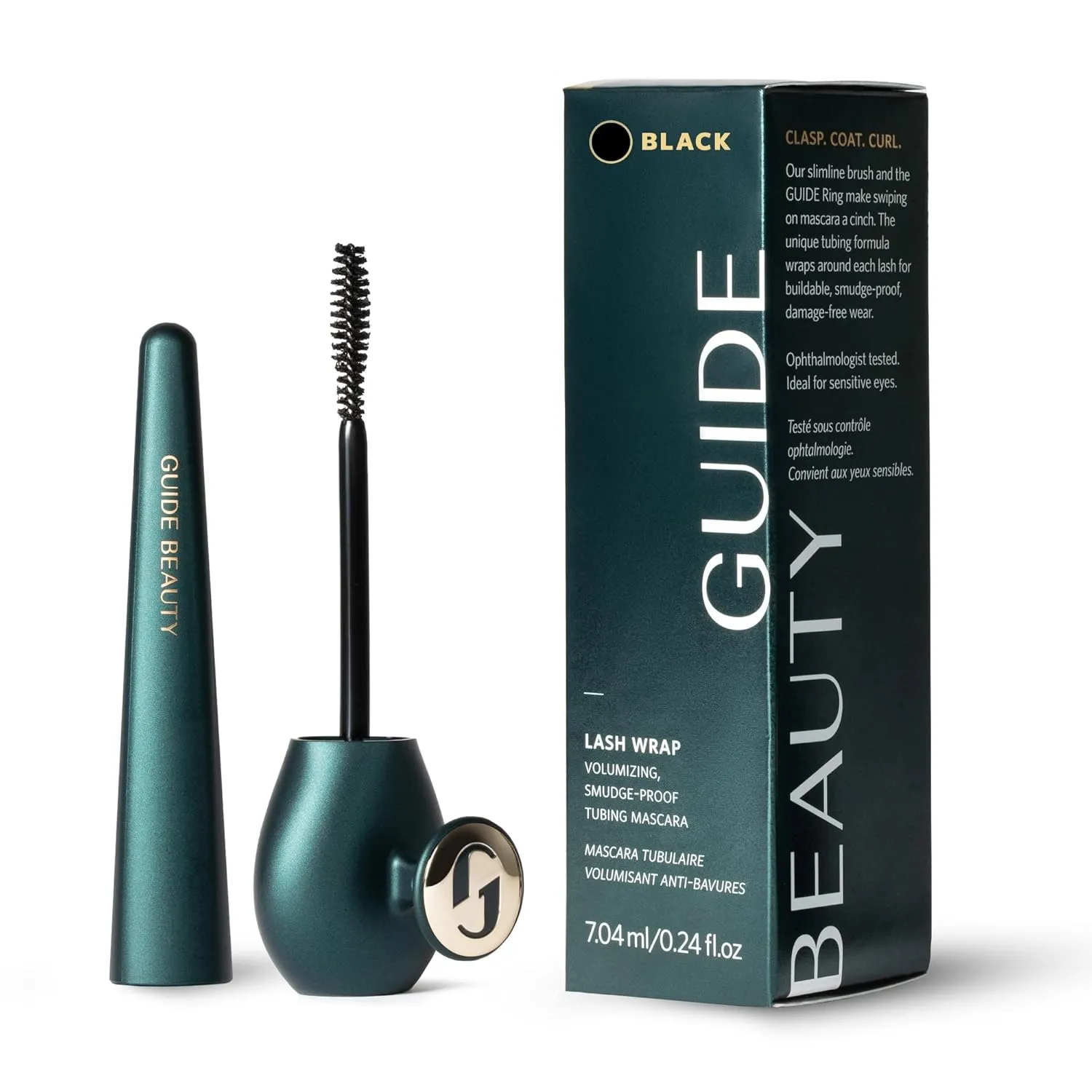 GUIDE Beauty Lash Wrap, Volumizing Mascara with Slimline Brush & Buildable Formula for All-Day, Smudge Proof Wear, GUIDE Ring Offers a Steady Hold for Easy, Mess-Free Swiping (Black)