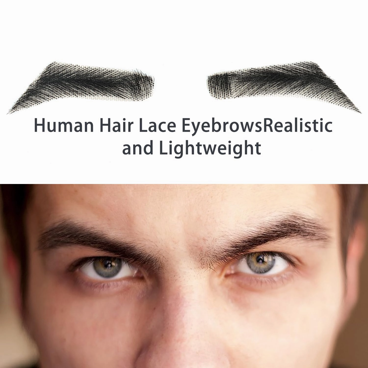 Gx Beauty False Eyebrows Handmade with 100% Human Hair Reusable & Realistic Natural Look for Cosplay (Black)