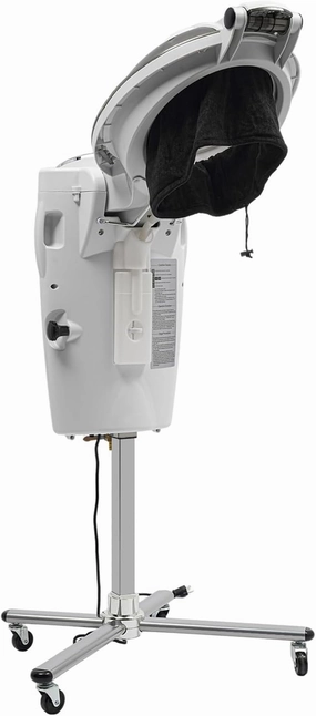 Hair Steamer Hair Mister Hooded Ozone O3 Micro Mist Hair Care Adjustable Height Professional Machine Natural Hair Deep Conditioning with Wheels (White)
