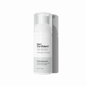 Haircare Thickening Foam - Hair Surgeon Formulated. Pumpkin seed oil, turmeric root extract, saw palmetto, and caffeine. 1.7 oz / 50 mL Foam Pump.