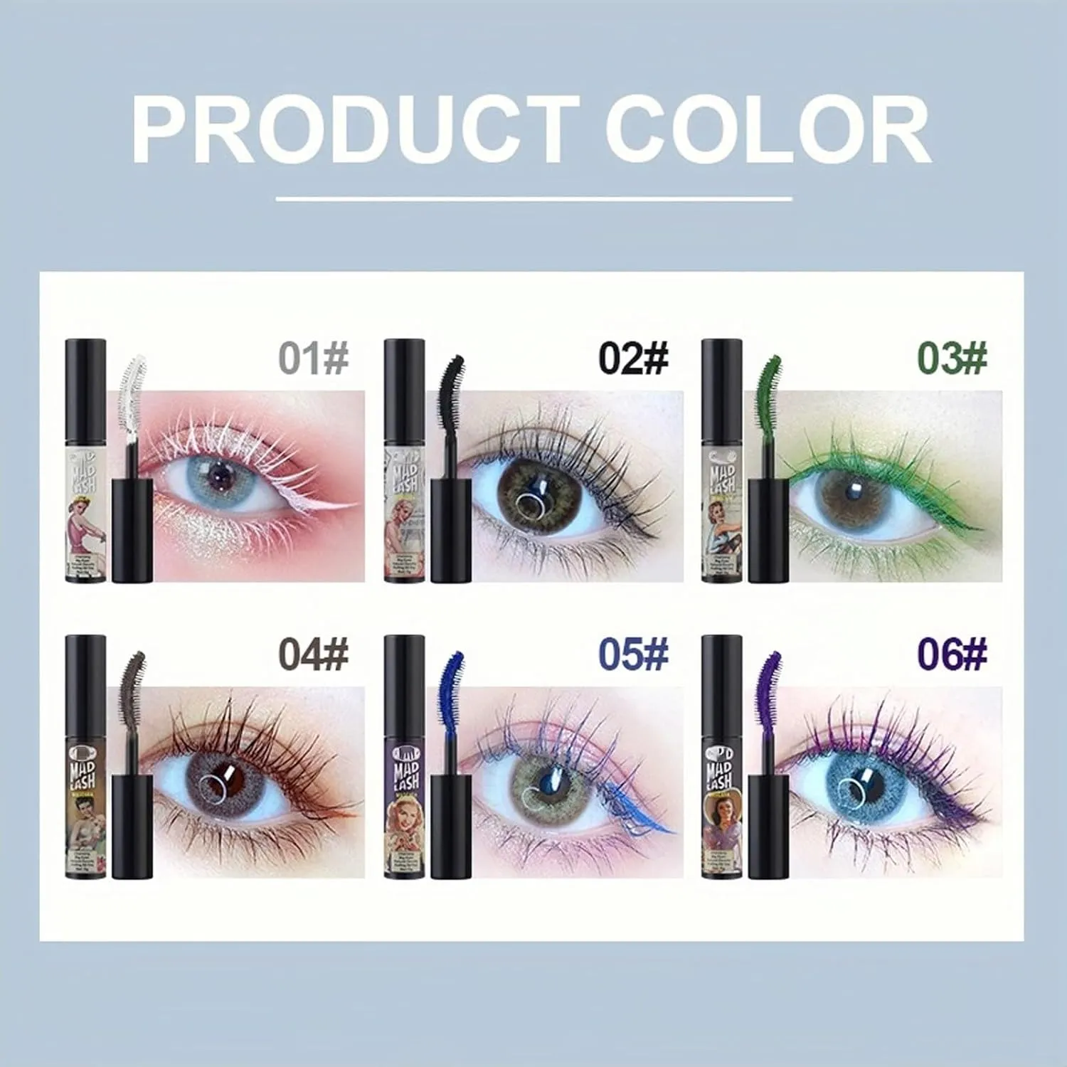 Halloween gifts Lash Colored Mascara Makeup Volumizing Volume Building Waterproof Sensational Washable Lengthening Natural Long-Lasting… (6 Colors)
