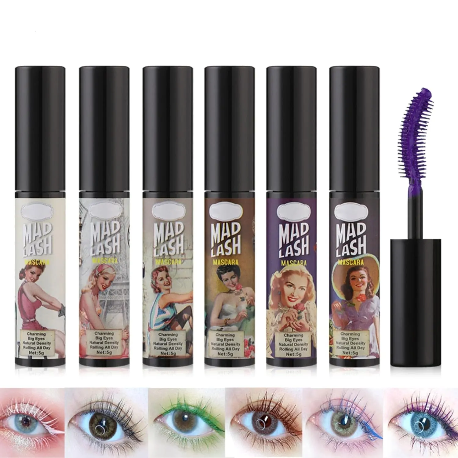 Halloween gifts Lash Colored Mascara Makeup Volumizing Volume Building Waterproof Sensational Washable Lengthening Natural Long-Lasting… (6 Colors)