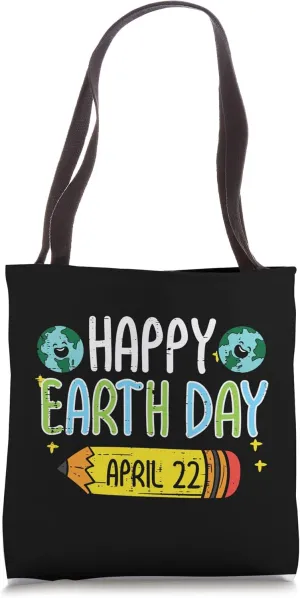 Happy Earth Day Pencil April 22 Cute Teacher Men Women Tote Bag