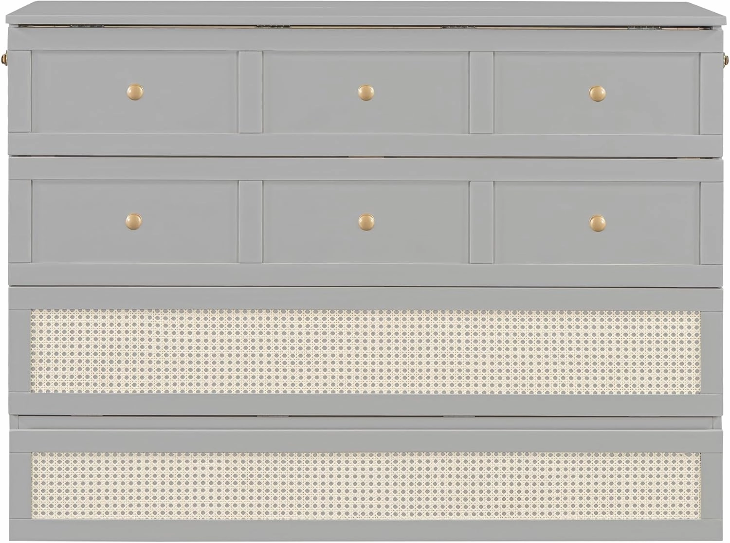 Harper & Bright Designs Full Murphy Bed Wall Bed with Storage Drawers, Wood Murphy Bed Chest, Pulley Structure Design, Foldable Platform Bed Full Size, for Home Office Small Room,Gray
