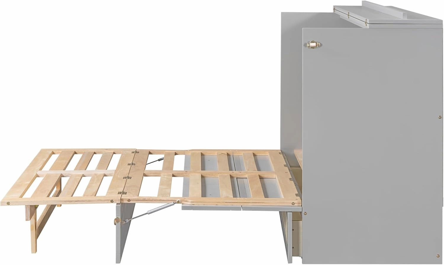 Harper & Bright Designs Full Murphy Bed Wall Bed with Storage Drawers, Wood Murphy Bed Chest, Pulley Structure Design, Foldable Platform Bed Full Size, for Home Office Small Room,Gray