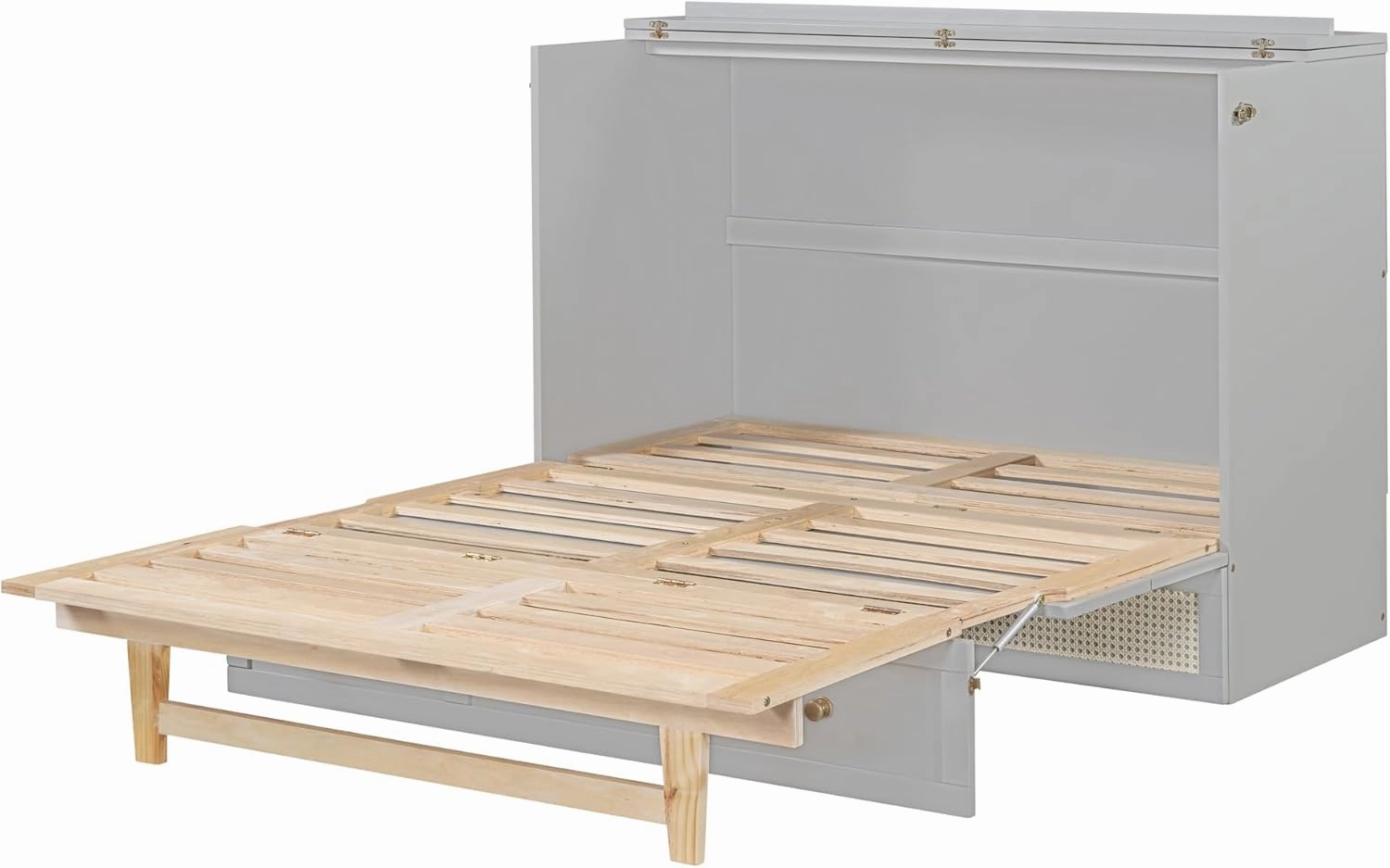 Harper & Bright Designs Full Murphy Bed Wall Bed with Storage Drawers, Wood Murphy Bed Chest, Pulley Structure Design, Foldable Platform Bed Full Size, for Home Office Small Room,Gray