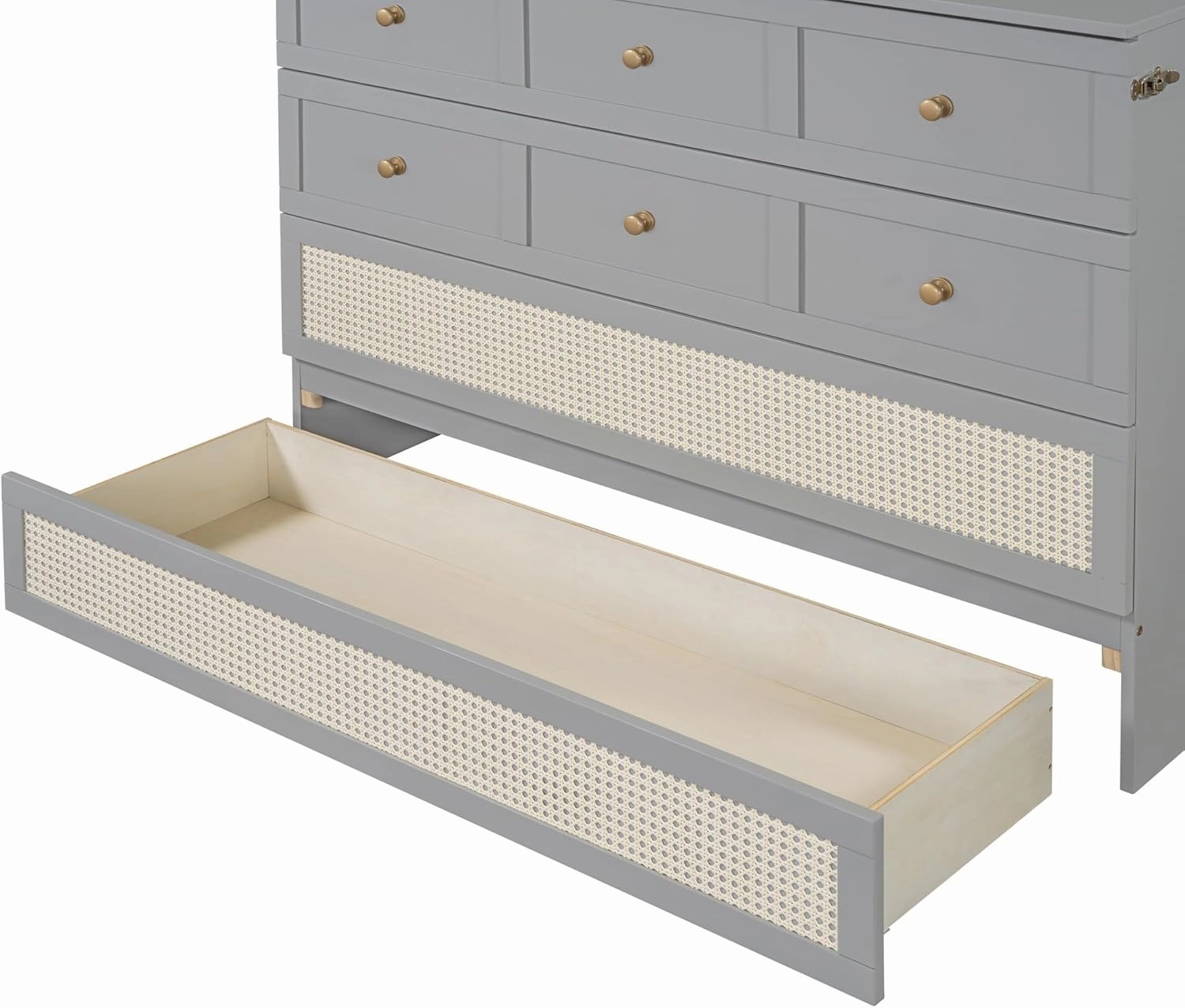 Harper & Bright Designs Full Murphy Bed Wall Bed with Storage Drawers, Wood Murphy Bed Chest, Pulley Structure Design, Foldable Platform Bed Full Size, for Home Office Small Room,Gray