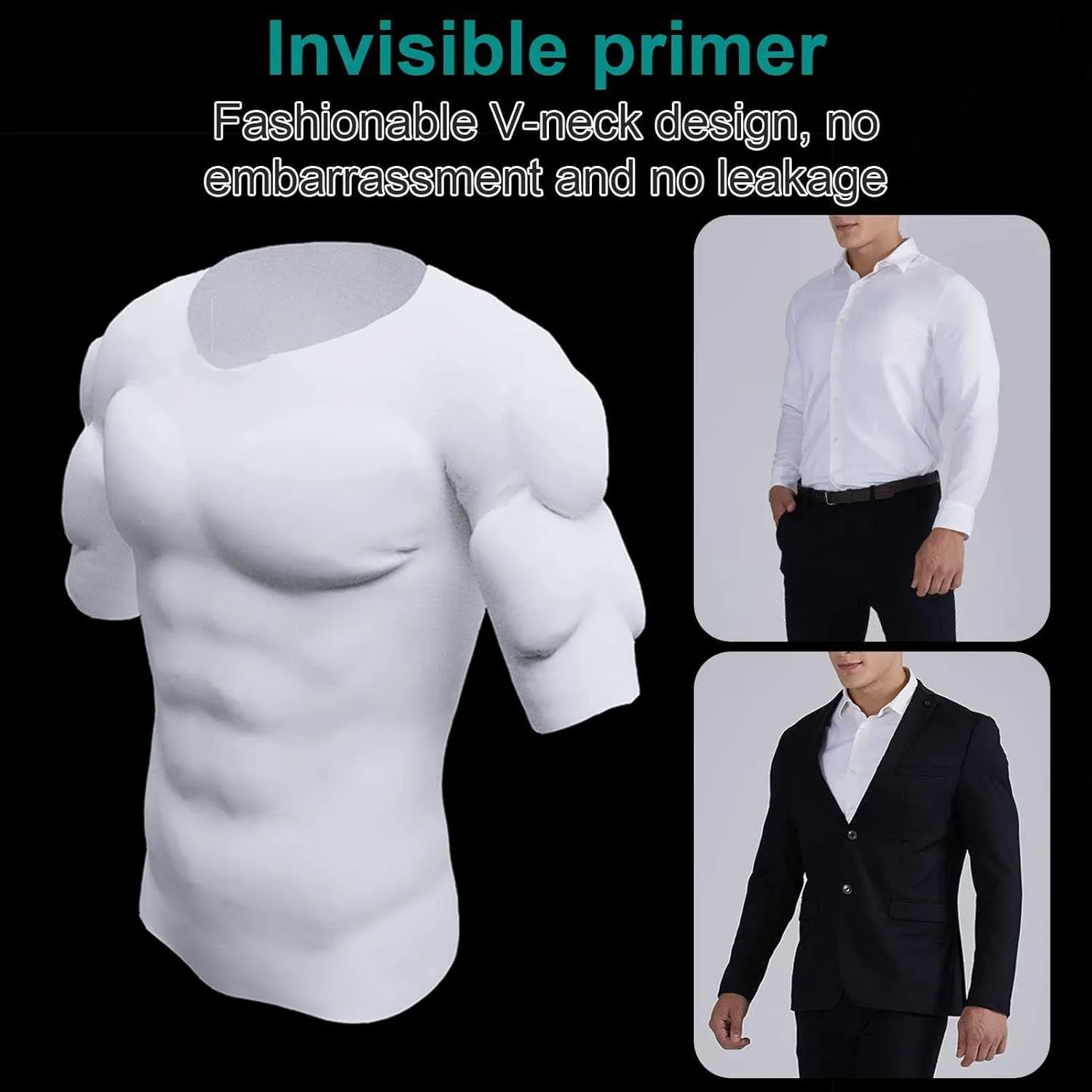 HAWFHH False Muscle Chest T-Shirt for Men Shaper Fake Breathable Shoulders Padded Underwear