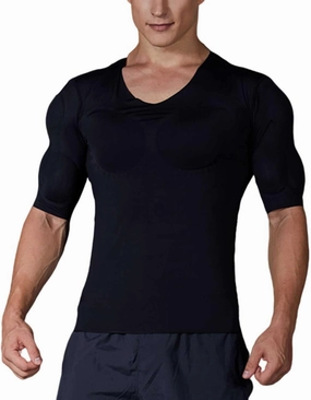HAWFHH False Muscle Chest T-Shirt for Men Shaper Fake Breathable Shoulders Padded Underwear