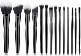 HBJWOV 14 Pieces of Bright Black Set Brush Makeup Brush Set Eyeliner Brush Eye Shadow Brush Brush Makeup Brush